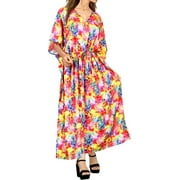 HAPPY BAY Women's Summer African Beach Maxi Plus Size Caftan Casual Long Slit Dress Loungewear Dashiki Dresses for Women Mothers Day Gifts 2X-3X Celebration Candy, Floral