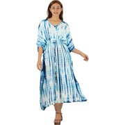 HAPPY BAY Women's Summer African Beach Maxi Slit Dresses Caftan Loungewear Dashiki Print Casual Cover up Caftans for Women 1X-2X Pearl, Tie Dye
