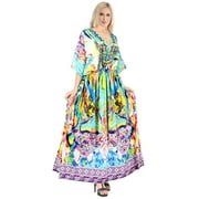 HAPPY BAY Women's Summer African Beach Maxi Slit Dresses Caftan Loungewear Dashiki Print Casual Long Cover up Caftans for Women Plus Mothers Day Gifts 2X-3X Oatmeal, Abstract