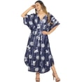 thumbnail image 1 of HAPPY BAY Women's Summer Batik Caftan Loungewear House Dashiki Dress Kaftan Nightshirts for Women Sleepwear 2X-3X Sky, Sun, 1 of 4