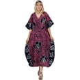 thumbnail image 1 of HAPPY BAY Women's Summer Batik Caftan Loungewear House Dashiki Dress V Neck Kaftan Nightshirts for Women Sleepwear 2X-3X Floral, Pink, 1 of 6