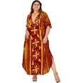 thumbnail image 1 of HAPPY BAY Women's Summer Batik Sleepwear Caftan Maxi Loungewear Dashiki House Dress with Pockets Nightgowns for Women 2X-3X tangerine, Floral, 1 of 6