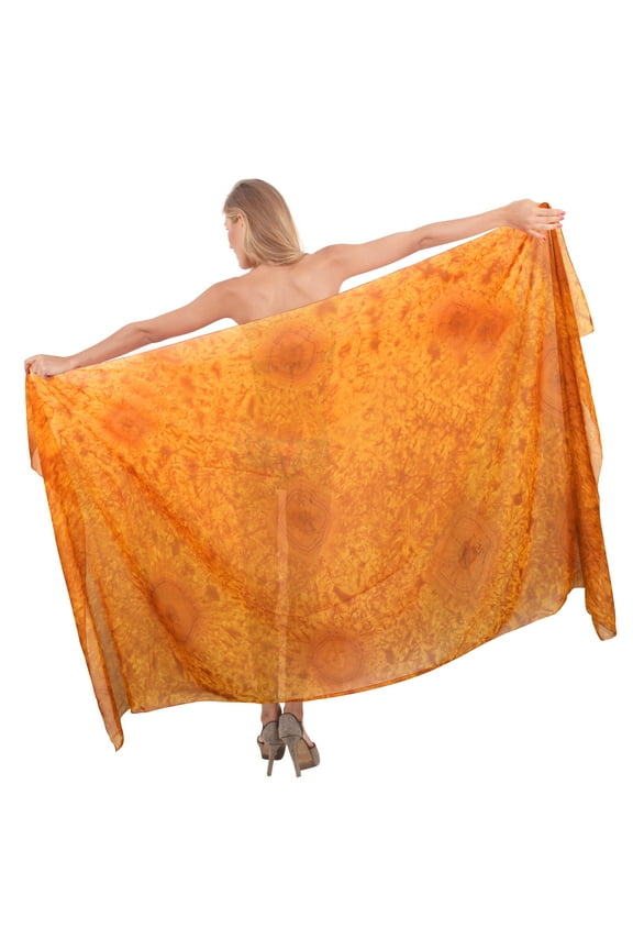 Women's Summer Beach Beachwear Sarong Coverups Wraps Skirt Long Swimsuit Chiffon Wraps Swim Cover ups for Swimwear One Size Tie Dye, Orange