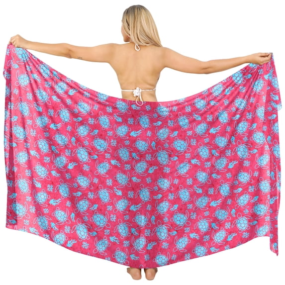 HAPPY BAY Women's Summer Beach Wrap Bikini Wraps Swimwear Swim Cover Up Skirt Bathing suit Swimsuit Sarong Coverups for Women One Size Allover Turtles, Pink