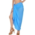 thumbnail image 1 of HAPPY BAY Women's Summer Beachwear Sarong Beach Swim Cover ups Long Sheer Wraps Scarf Skirt Swimsuit Bikini Coverups One Size Solid, Bright Blue, 1 of 5