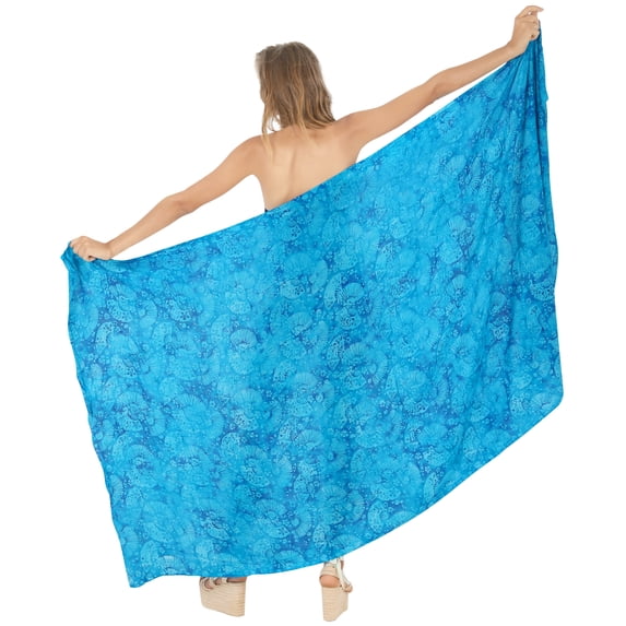 HAPPY BAY Women's Summer Beachwear Sarong Bikini Wraps Swim Cover up Skirt Wrap Bathing suit Swimwear Swimsuit Beach Coverups for Women One Size Lapis, Leaf