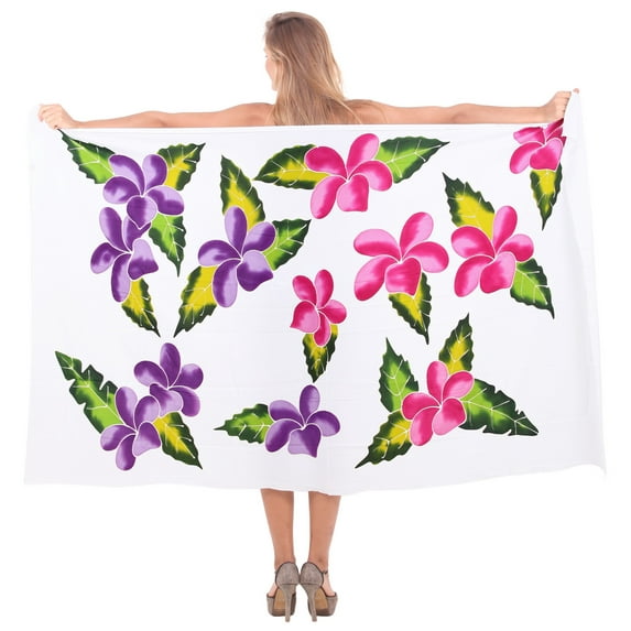 HAPPY BAY Women's Summer Beachwear Sarong Bikini Wraps Swim Cover up Skirt Wrap Bathing suit Swimwear Swimsuit Beach Coverups for Women One Size Pink, Hibiscus