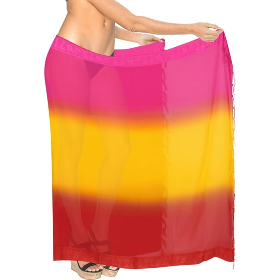 HAPPY BAY Women's Summer Beachwear Sarong Swimsuit Coverups Chiffon Long Beach Tie Wraps Skirt Swim Cover up Sheer Scarf Bathing Suit One Size Peach, Plain