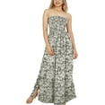 thumbnail image 1 of HAPPY BAY Women's Summer Boho A-Line Slit Maxi Beach Dress Smocked Top Evening Long Strapless Tube Dresses for Women L-XL Ebony, Floral, 1 of 5