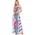 thumbnail image 1 of HAPPY BAY Women's Summer Boho A-Line Slit Maxi Beach Dress Smocked Top Evening Long Strapless Tube Dresses for Women One Size Bloom, Floral, 1 of 3
