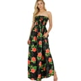 thumbnail image 1 of HAPPY BAY Women's Summer Boho A-Line Slit Maxi Beach Dress Smocked Top Evening Long Strapless Tube Dresses for Women One Size Sable, Floral, 1 of 5