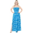 thumbnail image 1 of HAPPY BAY Women's Summer Boho A-Line Smocked Strapless Dresses Evening Long Tube Top Slit Maxi Beach Dress for Women One Size Blue, Floral, 1 of 4