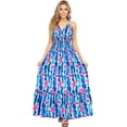 thumbnail image 1 of HAPPY BAY Women's Summer Boho Beach A-Line Maxi Smocked Evening Frill Dress Long Tube Dresses for Women S-M Blue, Hibiscus, 1 of 5
