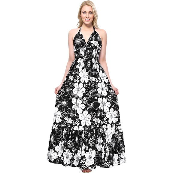 HAPPY BAY Women's Summer Boho Beach A-Line Maxi Smocked Top Frill Dress Long Tube Dresses for Women S-M Kohl, All Over Floral