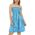 thumbnail image 1 of HAPPY BAY Women's Summer Boho Beach Backless Smocked Mini Flowy Dress Tube Top Strapless Dresses for Women One Size Trees, Blue, 1 of 5