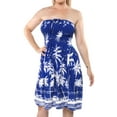 thumbnail image 1 of HAPPY BAY Women's Summer Boho Beach Backless Smocked Mini Swing Dress Tube Top Strapless Dresses for Women One Size Cobalt, Palm Tree, 1 of 5