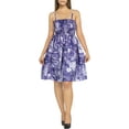 thumbnail image 1 of HAPPY BAY Women's Summer Boho Beach Strappy Smocked Mini Swing Dress Tube Top Dresses for Women L-XL Navy, Palm Tree, 1 of 4