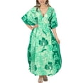 thumbnail image 1 of HAPPY BAY Women's Summer Caftan Maxi Flowy Home Wear Loungewear Dashiki House Dresses for Women 2X-3X Green, Floral, 1 of 4