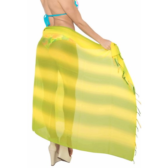 HAPPY BAY Women's Summer Long Beachwear Sarong Coverups Chiffon Long Beach Tie Wraps Skirt Sheer Swim Cover up Bathing Suit One Size Shamrock, Plain