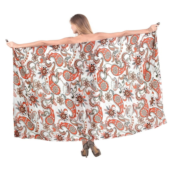 HAPPY BAY Women's Summer Long Beachwear Sarong Coverups for Women Chiffon Long Beach Tie Wraps Skirt Sheer Swim Cover up One Size Orange_T76
