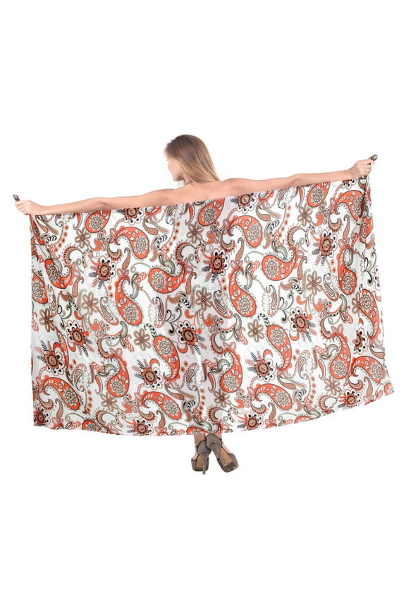 Women's Summer Long Beachwear Sarong Coverups for Women Chiffon Long Beach Tie Wraps Skirt Sheer Swim Cover up One Size Orange_T76