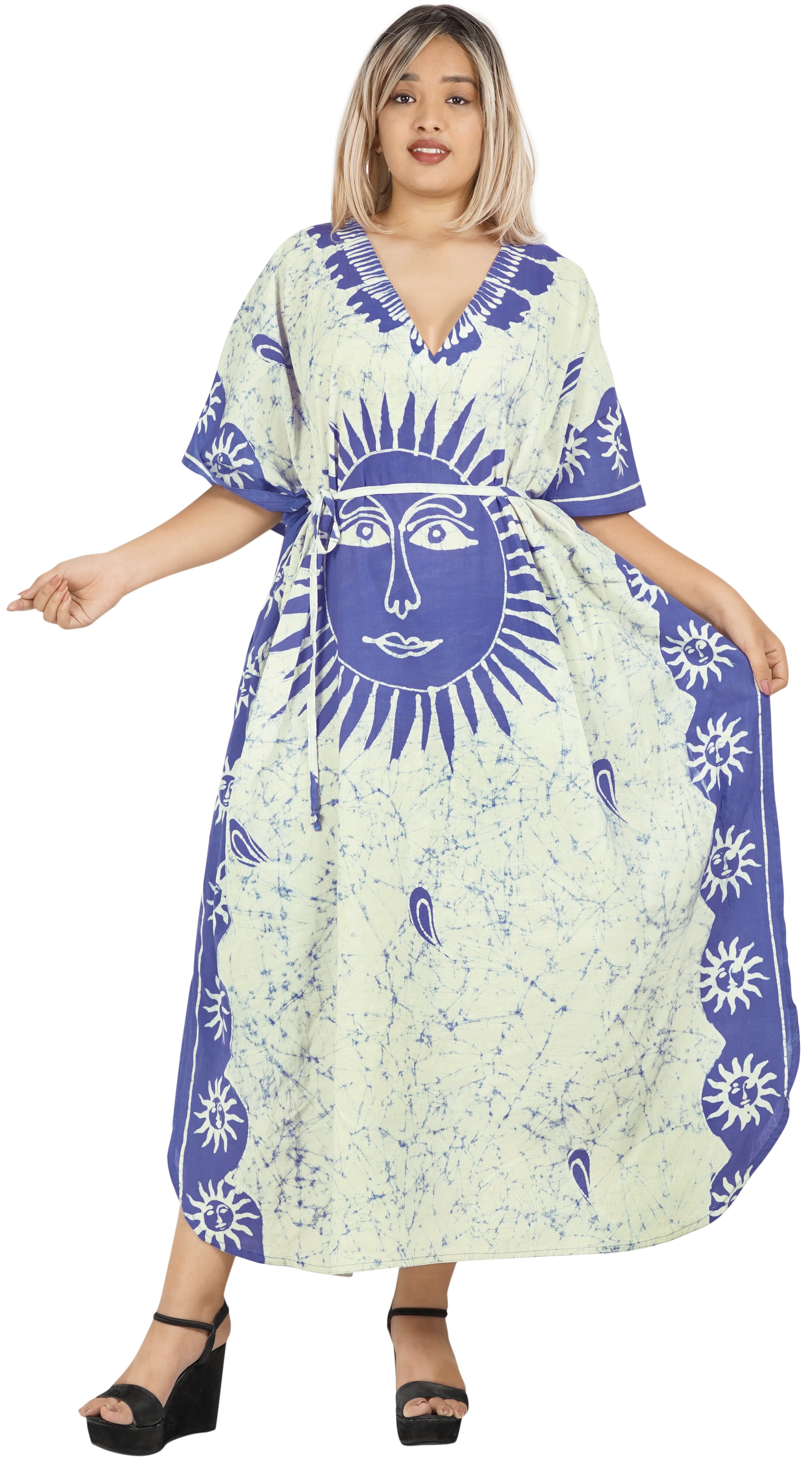 Women’s Minimalist Caftan Dress – Loose Casual Resort Style - Daisy