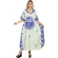 thumbnail image 1 of HAPPY BAY Women's Summer Loose Caftan Long Boho Sleepwear Loungewear Dashiki House Dress 2X-3X Sun, Blue, 1 of 5