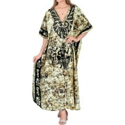 HAPPY BAY Women's Batik Caftan House Dashiki Dress Kaftan Loungewear Nightshirts for Women Sleepwear Plus size 2X-3X Red, Polka Dots