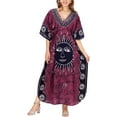 thumbnail image 1 of HAPPY BAY Women's Summer Loose Caftan Long Boho Sleepwear Loungewear Dashiki House Dress for Women 2X-3X Hot Pink_AC226, 1 of 4