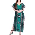 thumbnail image 1 of HAPPY BAY Women's Summer Loose Caftan Long Boho Sleepwear Loungewear Dashiki House Dress for Women 3X-4X Sea Green, Ethnic, 1 of 3