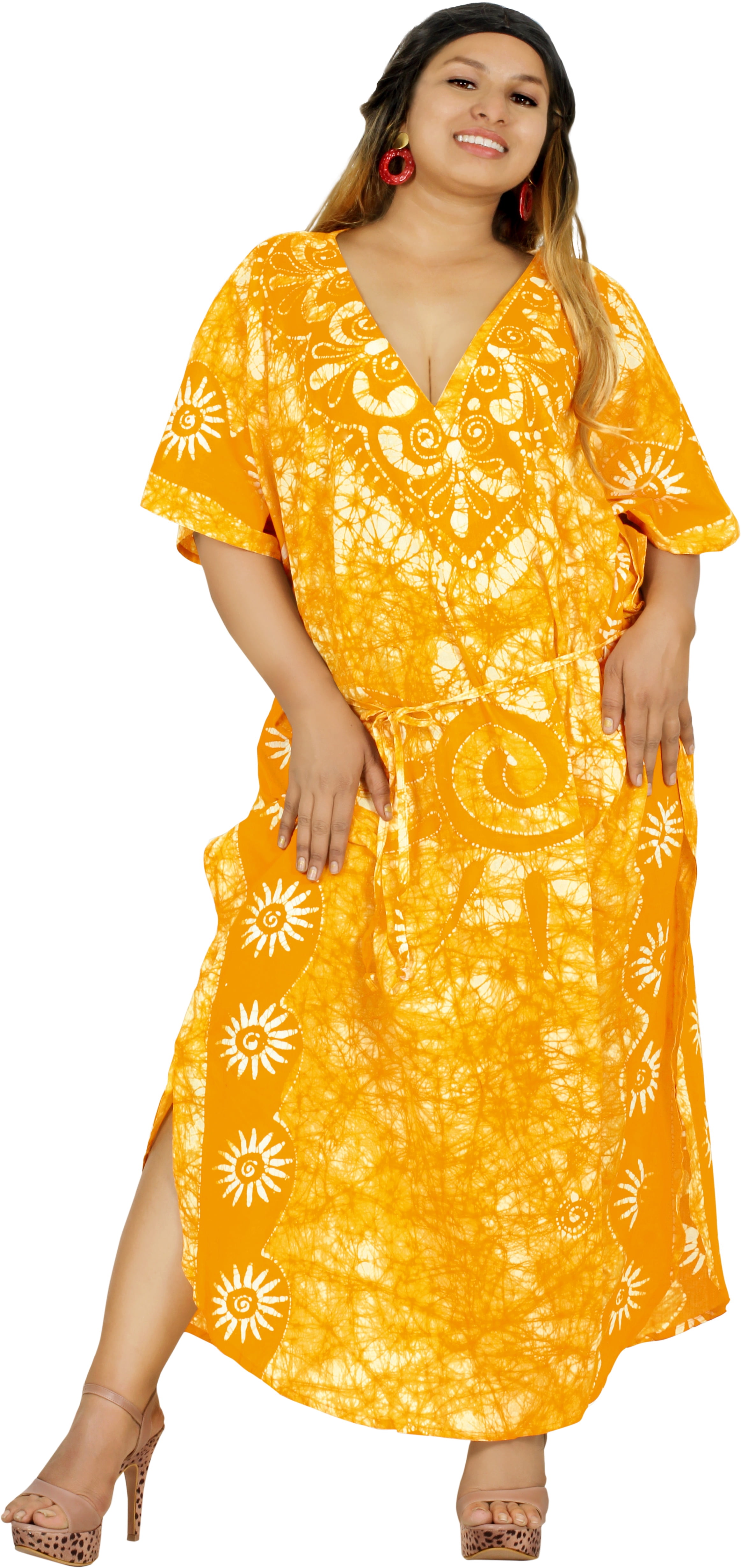 Happy Bay Women's Summer Loose Caftan Long Night Evening Gown Loungewear Dashiki House Dresses for Women 2x-3x Golden, Sun, Size: 2XL-3XL, Yellow