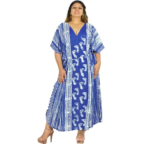 HAPPY BAY Women's Summer Loose Caftan Long Night Evening Gown Loungewear Dashiki House Dresses for Women 2X-3X Royal, Stripes