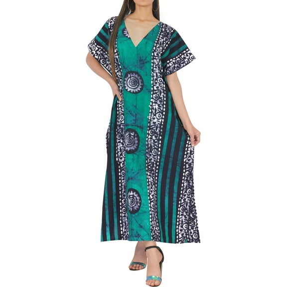 HAPPY BAY Women's Summer Loose Caftan Maxi Night Evening Gown Loungewear Dashiki Dresses for Women 3X-4X Green, Circle