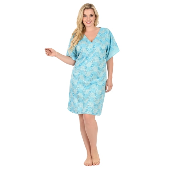 HAPPY BAY Women's Summer Loose Caftan Mini Loungewear Tunics 2X-3X Aqua, Pasley