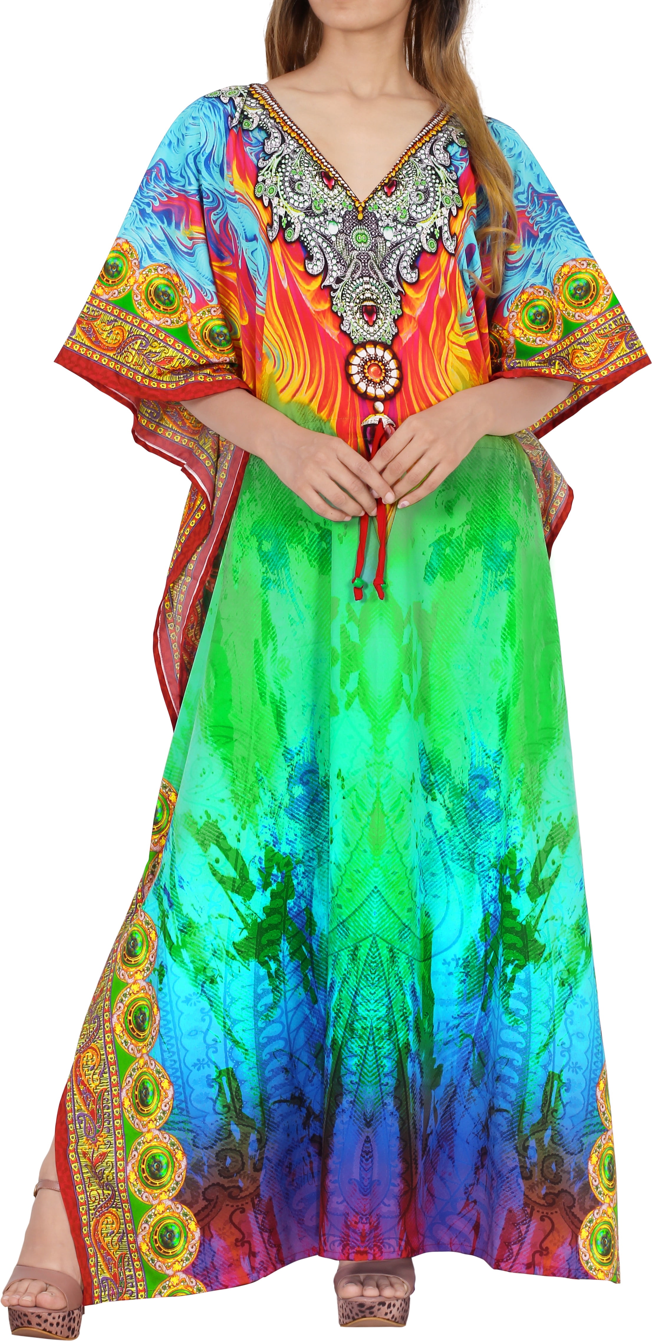 Phagun Tribal Africano Vestido Largo De Playa Bikini Mujer Beach Kaftan Vestido Largo-S-L