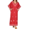 thumbnail image 1 of HAPPY BAY Women's Summer Loungewear Caftan Maxi Mumu Slit Dresses for Women 2X-3X Red, Embroidery, 1 of 5