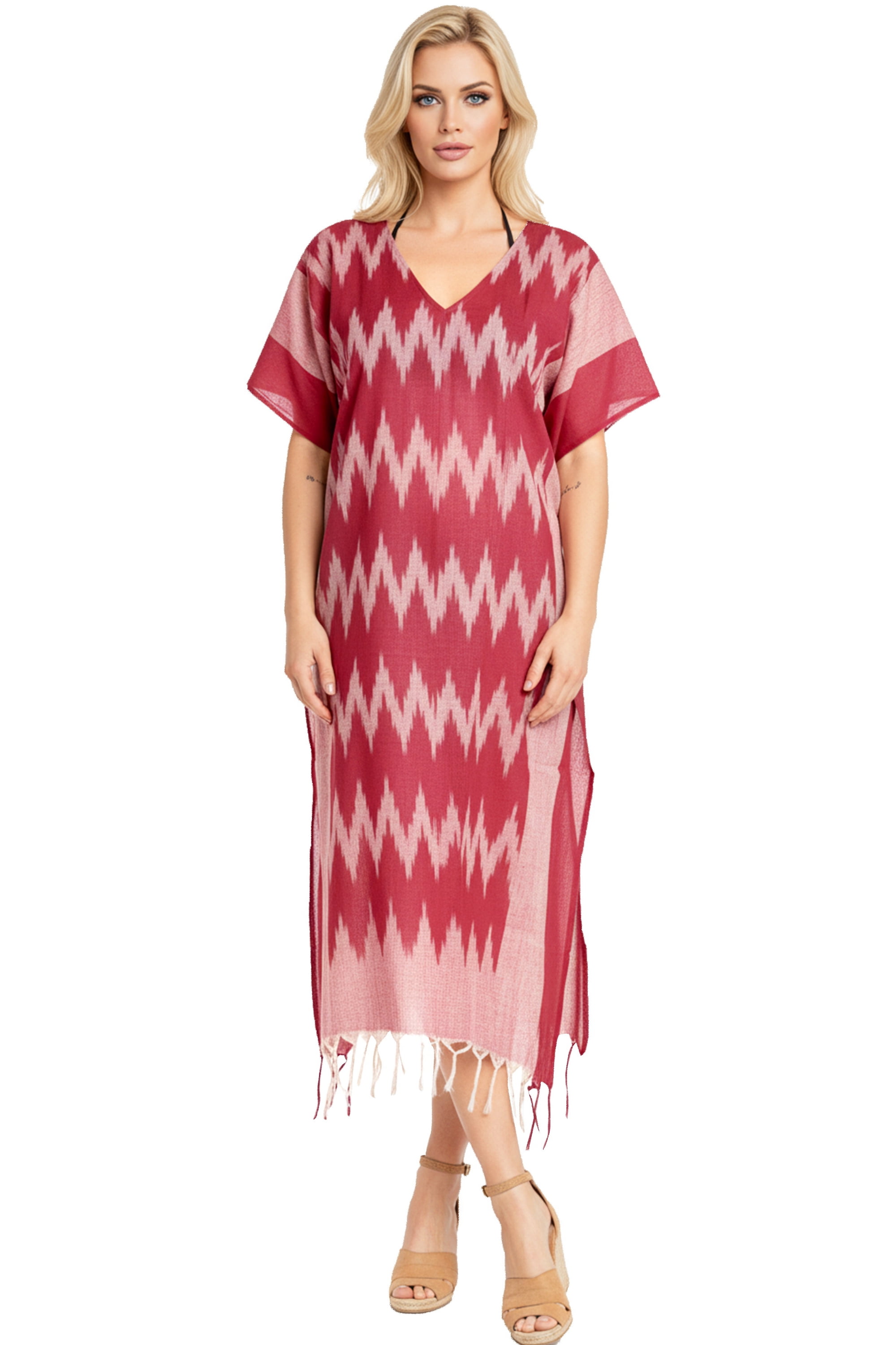 midi caftan dress Mixed Print Ethera Green Midi Caftan Dress