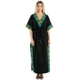 thumbnail image 1 of HAPPY BAY Women's Summer Loungewear Loose Caftan Long Muumuu Nightgown 2X-3X Jade, Embroidery, 1 of 5