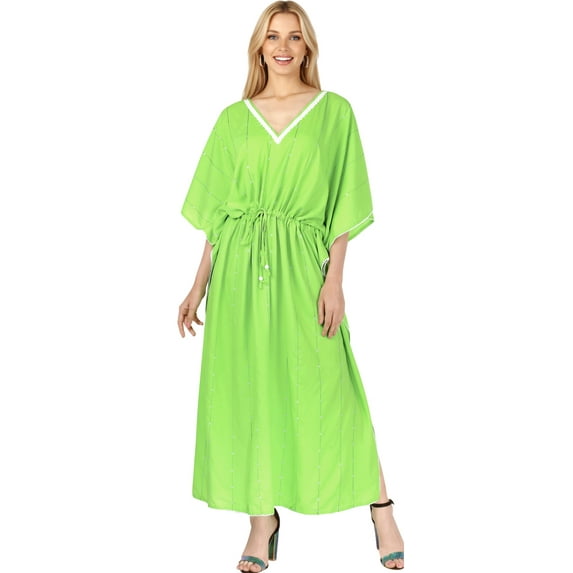 HAPPY BAY Women's Summer Loungewear Loose Caftan Long Muumuu Nightgown for Women 3X-4X Fern, Plain