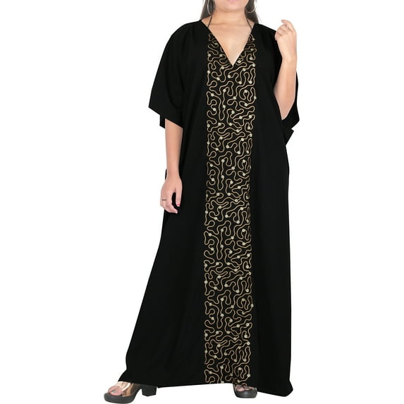 HAPPY BAY Women's Summer Loungewear Loose Caftan Maxi Boho Sleepwear Dress 2X-3X Kohl_AC594