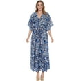 thumbnail image 1 of HAPPY BAY Women's Summer Loungewear Loose Slit Dress Caftan Long Boho Night Shirts 2X-3X Aegean, Floral, 1 of 5