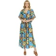 thumbnail image 1 of HAPPY BAY Women's Summer Loungewear Loose Slit Dress Caftan Long Boho Night Shirts 2X-3X Teal_AC418, 1 of 3