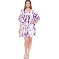 thumbnail image 1 of HAPPY BAY Women's Summer Loungewear OverSize Caftan Knee Length Housecoat 2X-3X Purple Pebble_AC860, 1 of 4
