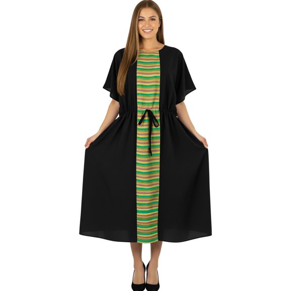 HAPPY BAY Women's Summer Loungewear Plus Size Caftan Maxi Boho Nightwear 2X-3X Green, Solid