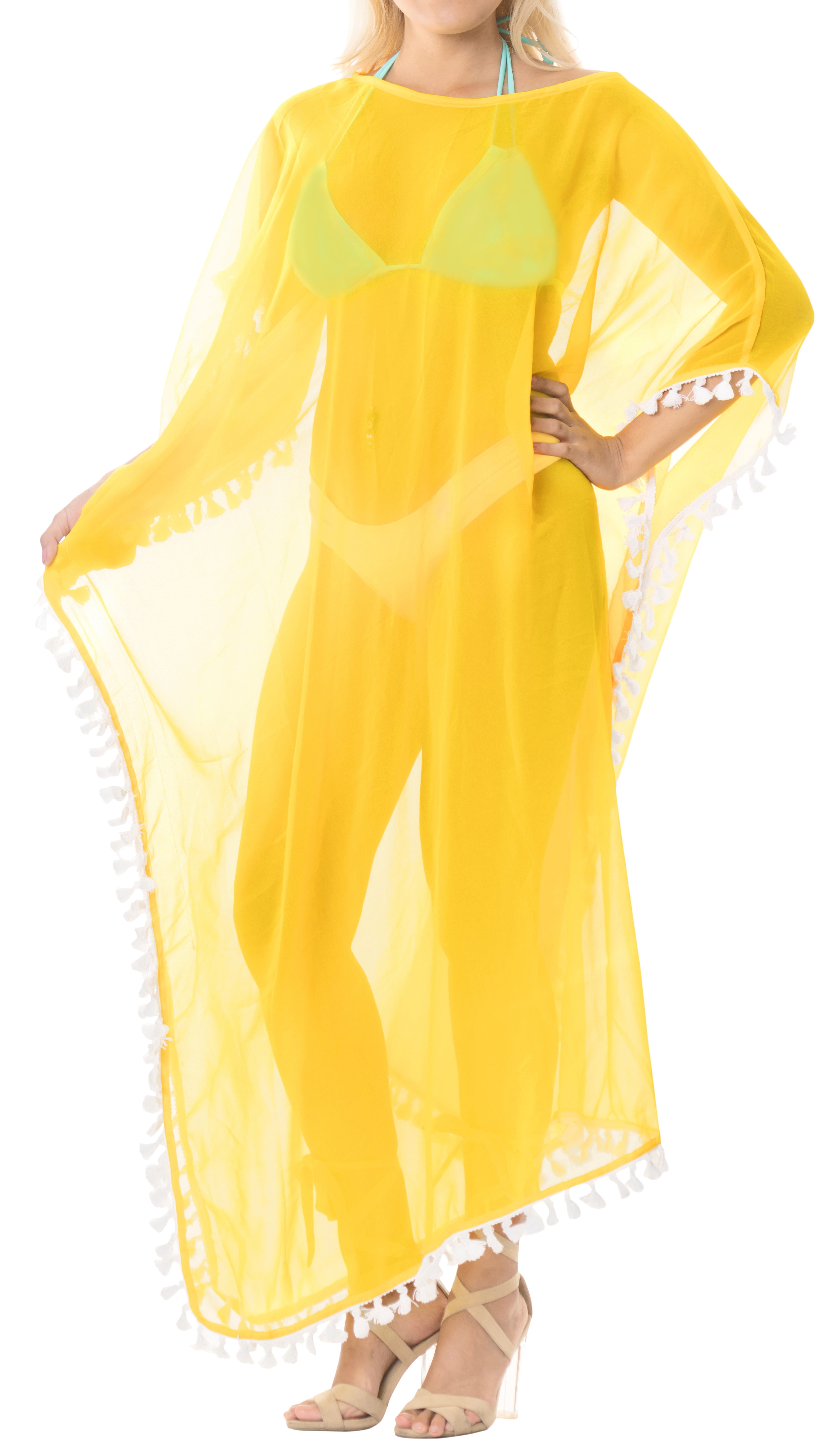 Women's Bohemian Caftan Maxi Dress – Sheer Cover-Up For Beach & Lounge