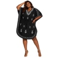 thumbnail image 1 of HAPPY BAY Women's Summer Loungewear Solid Casual Relaxed Caftan Knee Length Cover Up Dresses for Women 2X-3X Black, Embroidered, 1 of 2