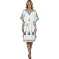 thumbnail image 1 of HAPPY BAY Women's Summer Loungewear Solid Casual Relaxed Caftan Knee Length Cover Up Dresses for Women Plus Size 2X-3X White, Embroidery, 1 of 3