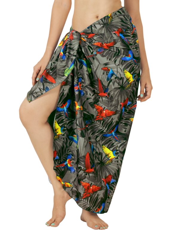 Women's Summer Pareos Beach Long Swim Cover ups Swimsuit Beachwear Sarong Bikinis Vacation Swimwear Wraps Coverups for Women One Size Metal, Leaves