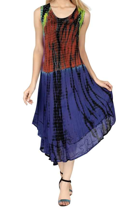 Women's Summer Plus Size Swing House Wear Dresses L-XL Cobalt_AC1042