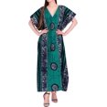 thumbnail image 1 of HAPPY BAY Women's Summer Relaxed Fit Caftan House Sleep Shirt Loungewear Dashiki Dresses for Women 3X-4X Floral, Green, 1 of 3